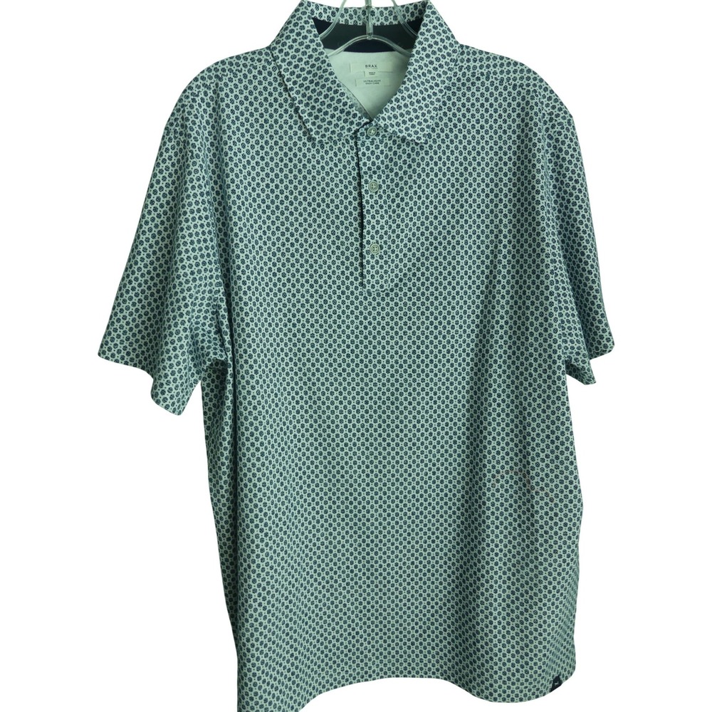 NWOT Brax Feel Good Mens Ultralight Easy Care Polo Shirt Blue‎ Geometric XL Golf